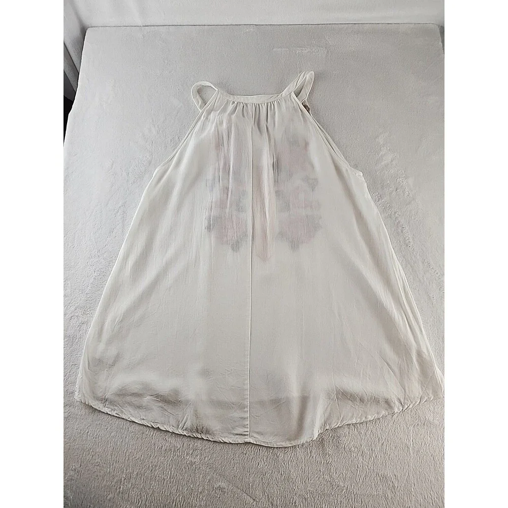 Andree by Unit Floral Embroidered Tank Top Size Small White Boho Hippie Festival - Picture 2 of 7